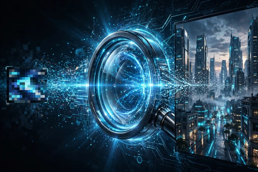 Upsampler free AI video generator no watermark illustration
